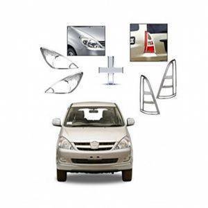 AUTO ATTIRE Premium Quality Innova Chrome Plated Head Light and Tail Light Cover Combo  Type 1