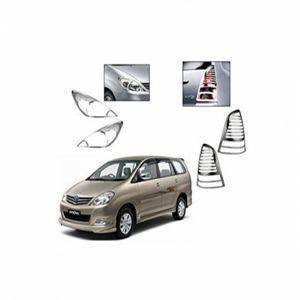 AUTO ATTIRE Premium Quality Innova Chrome Plated Head Light and Tail Light Cover Combo  Type 2