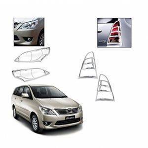 AUTO ATTIRE Premium Quality Innova Chrome Plated Head Light and Tail Light Cover Combo  Type 3