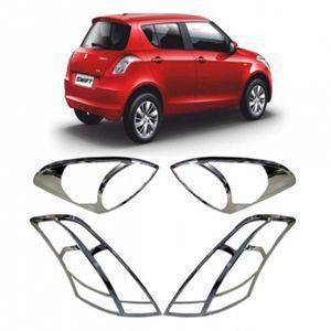 AUTO ATTIRE Premium Quality Swift Chrome Plated Head Light and Tail Light Cover Combo