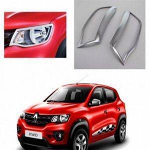 AUTO ATTIRE Premium Quality Kwid Chrome Plated Head Light Cover (02 Pcs)