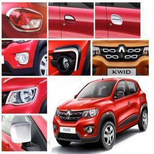 AUTO ATTIRE Premium Quality Kwid Chrome Plated Combo Kit (08 Pcs)