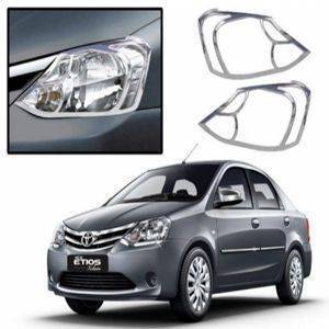 AUTO ATTIRE Premium Quality Etios Chrome Plated Head Light Cover Garnish (02 Pcs)