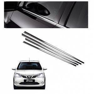AUTO ATTIRE Premium Quality Etios Chrome Plated Window Garnish / Lower Garnish / Half Door Garnish (04 Pcs)