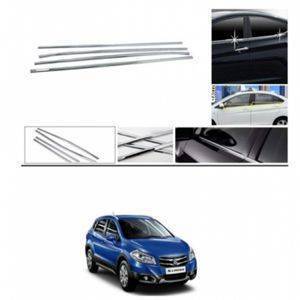 AUTO ATTIRE Premium Quality S Cross / S-Cross/ S.Cross  Chrome Plated Window Garnish / Half Door Garnish / Lower Garnish (04 Pcs)