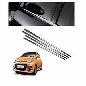 AUTO ATTIRE Premium Quality i10 Grand Chrome Plated Window Garnish / Half Door Garnish / Lower Garnish (04 Pcs)