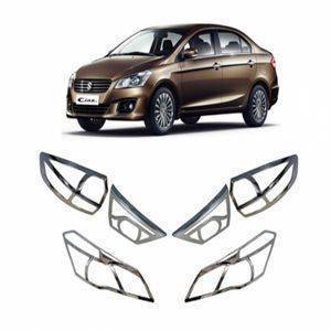 AUTO ATTIRE Premium Quality CIAZ Chrome Plated head Light and Tail Light Cover Combo (04 Pcs)