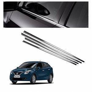 AUTO ATTIRE Premium Quality BALENO Chrome Plated Window Garnish / Lower Garnish / Half Door Garnish (04 Pcs)