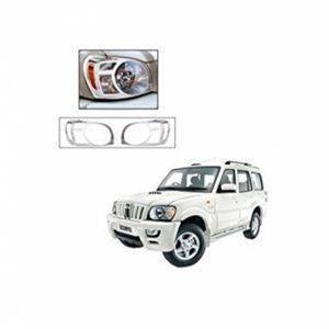 AUTO ATTIRE Premium Quality SCORPIO 2014 Chrome Plated Head Light Cover Garnish (02 Pcs)