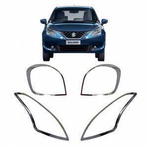 AUTO ATTIRE Premium Quality BALENO Chrome Plated head Light and Tail Light Cover Combo (04 Pcs)