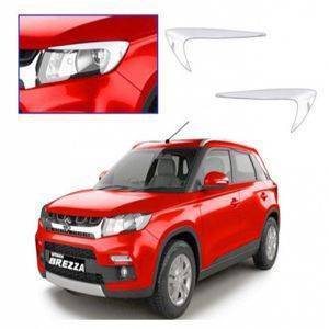 AUTO ATTIRE Premium Quality Brezza  Chrome Plated Head Light Cover Garnish (02 Pcs)
