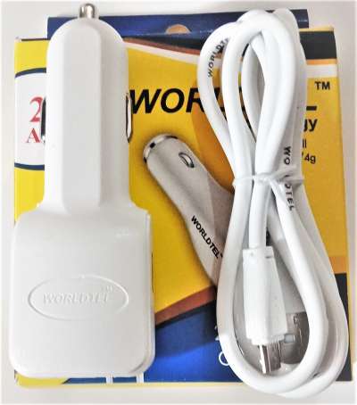 WorldTel 2.5 Ampere USB car charger with USB data wire