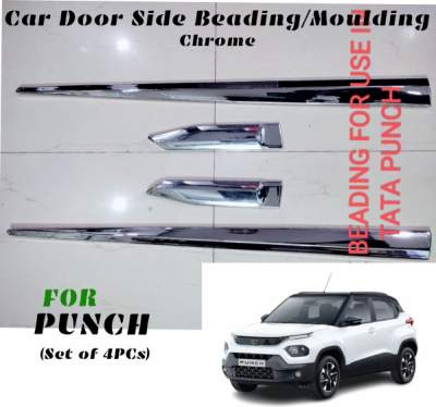 Car Side Beading Chrome for Tata Punch / Body Side Moulding - Chrome(Set of 4pcs)
