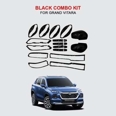 Verkoper Black Chrome Combo Kit for Maruti Grand Vitara | Garnish Accessories kit | Set of 16pcs