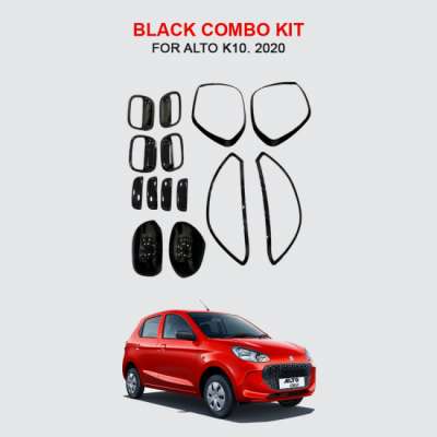 Verkoper Black Chrome Combo Kit for Maruti Alto k10(Model 2020) | Garnish Accessories kit | Set of 14pcs