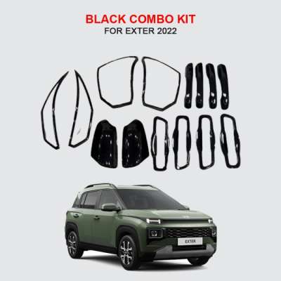 Verkoper Black Chrome Combo Kit for Hydundai Exter(Model 2022) | Garnish Accessories kit | Set of 14pcs
