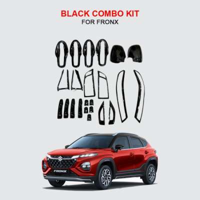 Verkoper Black Chrome Combo Kit for Maruti Fronx| Garnish Accessories kit | Set of 23pcs