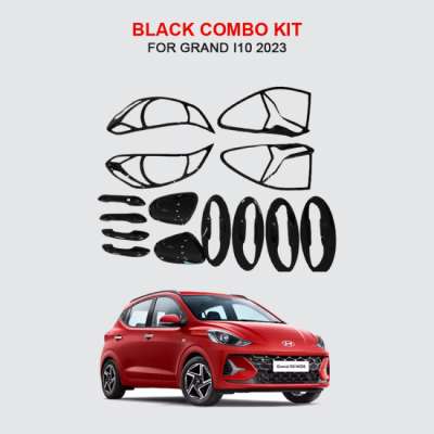 Verkoper Black Chrome Combo Kit for Hyundai Grand i10(Model 2023) | Garnish Accessories kit | Set of 14pcs