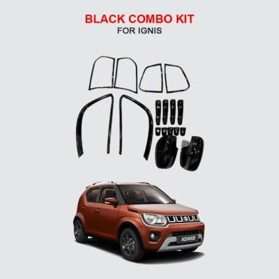 Verkoper Black Chrome Combo Kit for Maruti Ignis | Garnish Accessories kit | Set of 12pcs