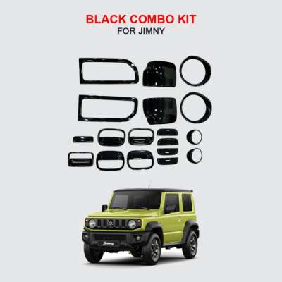 Verkoper Black Chrome Combo Kit for Maruti Jimny | Garnish Accessories kit (model 2019-2021) | Set of 18pcs 