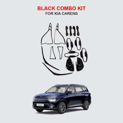 Verkoper Black Chrome Combo Kit for Kia Carens| Garnish Accessories kit | Set of 16pcs