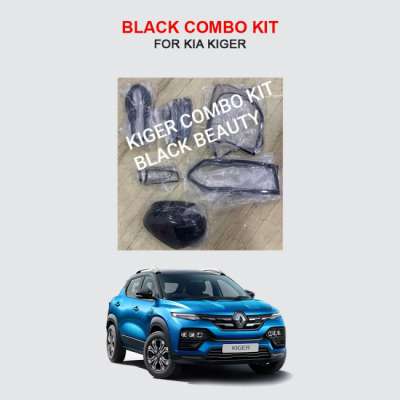 Verkoper Black Chrome Combo Kit for Kia Kiger | Garnish Accessories kit | Set of 6pcs