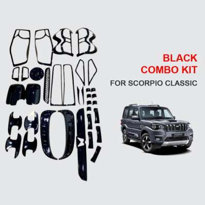 Verkoper Black Chrome Combo Kit for Mahindra Scorpio | Garnish Accessories kit | Set of 24pcs