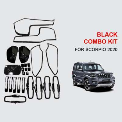 Verkoper Black Chrome Combo Kit for Mahindra Scorpio(Model 2020) | Garnish Accessories kit | Set of 25pcs