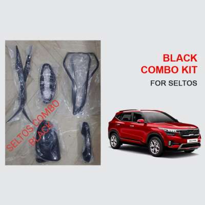 Verkoper Black Chrome Combo Kit for Kia Seltos | Garnish Accessories kit | Set of 7pcs