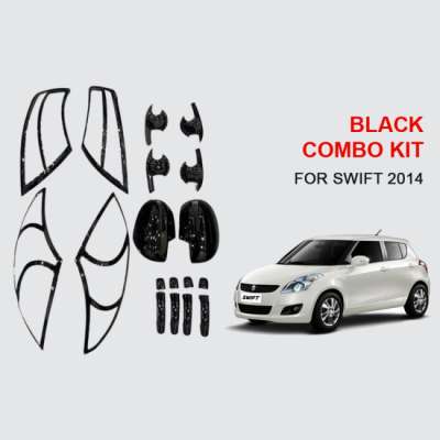Verkoper Black Chrome Combo Kit for Maruti Swift(Model 2014) | Garnish Accessories kit | Set of 14pcs