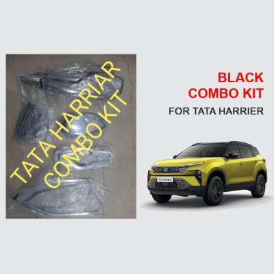Verkoper Black Chrome Combo Kit for Tata Harrier | Garnish Accessories kit | Set of 8pcs