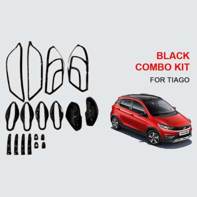 Verkoper Black Chrome Combo Kit for Tata Tiago | Garnish Accessories kit | Set of 18pcs